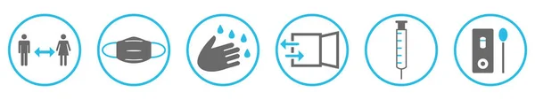 Coronavirus Instruktioner Grå Blå Tvätta Händerna Håll Avstånd Bär Mask — Stockfoto