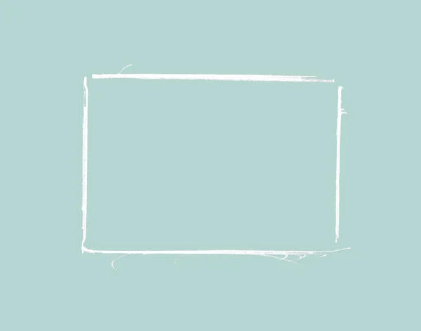 蓝色背景上手工画出的白色铅笔框 — 图库照片