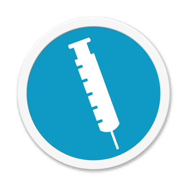 Blue Button Syringe Symbol Covid Vaccination Icon — Stock Photo, Image
