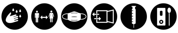 Bannière Noire Covid Instructions Pour Coronavirus — Photo