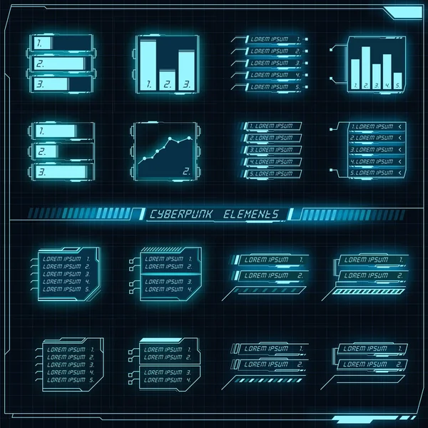 HUD elementlerinin bilimsel fütüristik panel koleksiyonu GUI VR UI tasarımı
