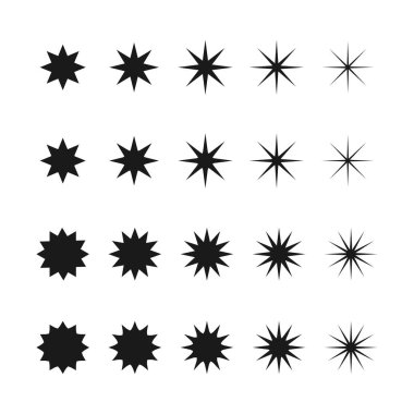 Vektör retro fütüristik tasarım elemanları yıldız. Retro grafik seti, 80 'lerin tasarım eğilimleri ve klasik geometrik element çizimi.
