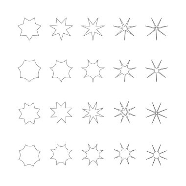 Vektör retro fütüristik tasarım elemanları yıldız. Retro grafik seti, 80 'lerin tasarım eğilimleri ve klasik geometrik element çizimi.