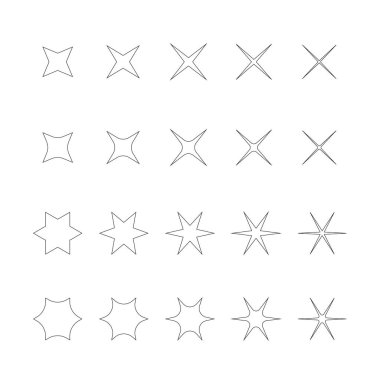 Vektör retro fütüristik tasarım elemanları yıldız. Retro grafik seti, 80 'lerin tasarım eğilimleri ve klasik geometrik element çizimi.