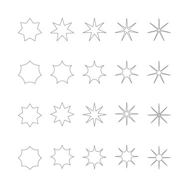 Vektör retro fütüristik tasarım elemanları yıldız. Retro grafik seti, 80 'lerin tasarım eğilimleri ve klasik geometrik element çizimi.