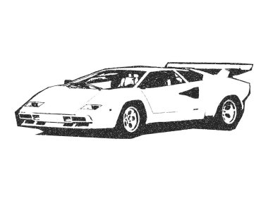 Spor araba. Eski tarz bir illüstrasyon. Yarış arabası. Klasik stil