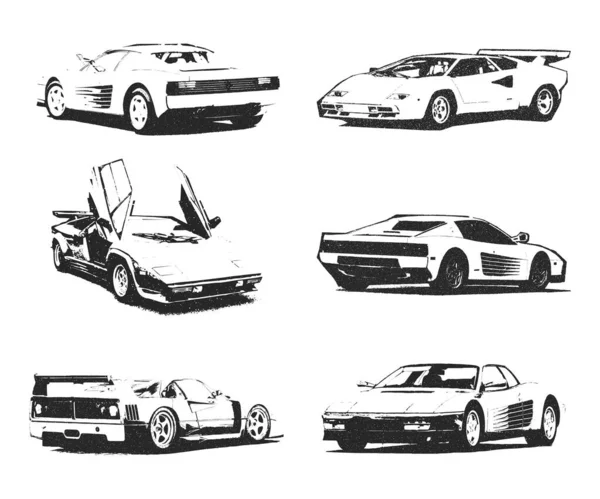 Coche Deportivo Ilustración Estilo Retro Carreras Coches Deportivos Estilo Vintage — Archivo Imágenes Vectoriales