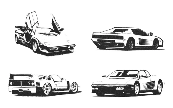 Coche Deportivo Ilustración Estilo Retro Carreras Coches Deportivos Estilo Vintage — Archivo Imágenes Vectoriales