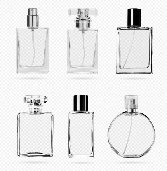 Garrafa Perfume Garrafa Vidro Para Perfume Perfumaria Vector Ilustração Realista —  Vetores de Stock