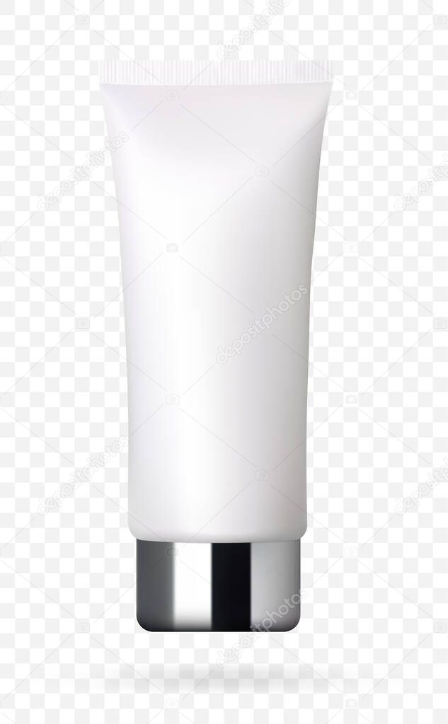 Cosmetic tube for cream and cosmetics. Cream packaging. Vector 3d illustration