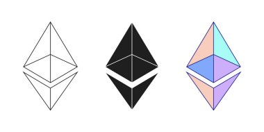 Ethereum 2.0 şifreleme vektör logosu. Dijital sikke ETH simgesi