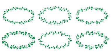 Farklı çiçekleri olan vektör dekoratif kenarlıklar kümesi