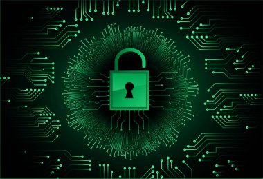 Dolabı olan arkaplan çizimi, dijital güvenlik kavramı