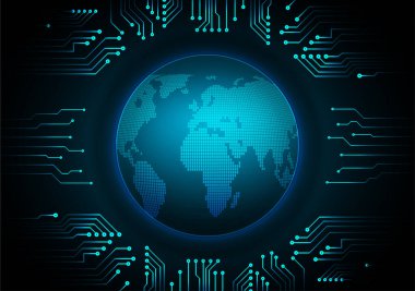 dünya haritalı siber güvenlik kavramı