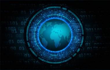 dünya haritalı siber güvenlik kavramı