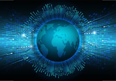 dünya haritalı siber güvenlik kavramı