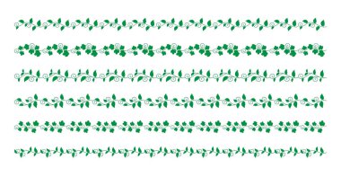 Farklı çiçekleri olan vektör dekoratif kenarlıklar kümesi