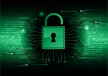 Dolabı olan arkaplan çizimi, dijital güvenlik kavramı