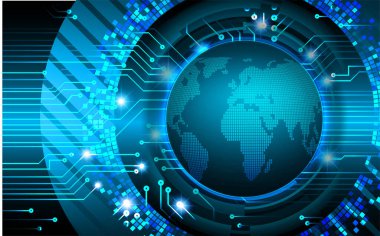 dünya haritalı siber güvenlik kavramı