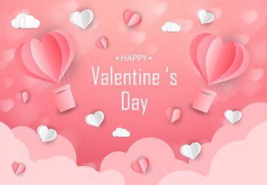 Kalp şeklinde hava balonları mevcut kutularla uçuyor.