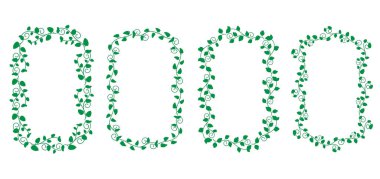 Farklı çiçekleri olan vektör dekoratif kenarlıklar kümesi