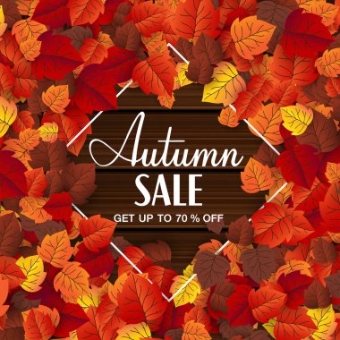 Sonbahar indirimi arka plan, mevsimlik sonbahar afişi