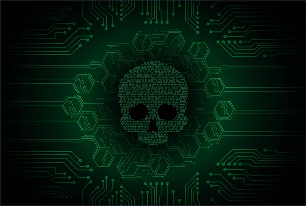 Skull Cyber Circuit Future Technology Concept Background — Stock Vector