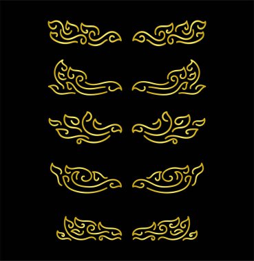 Siyah arkaplanda altın çiçekli süs