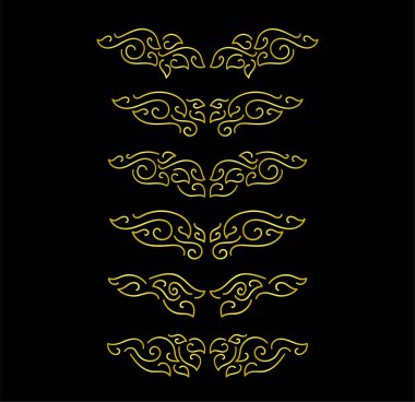 Siyah arkaplanda altın çiçekli süs