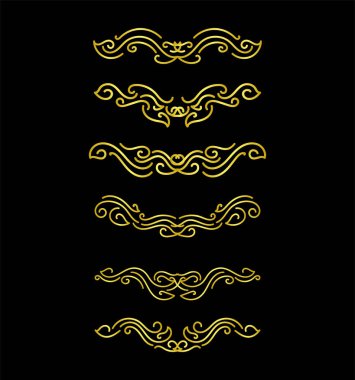 Siyah arkaplanda altın çiçekli süs