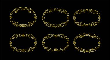 Altın Sınırlar Ögeleri Koleksiyon, süs, vektör illüstrasyonunu Ayarla