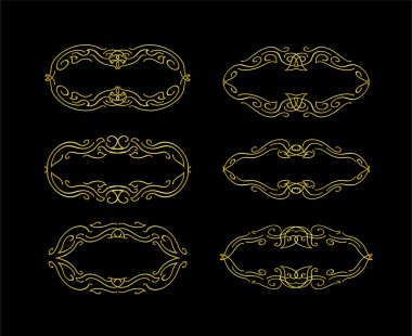 Altın Sınırlar Ögeleri Koleksiyon, süs, vektör illüstrasyonunu Ayarla