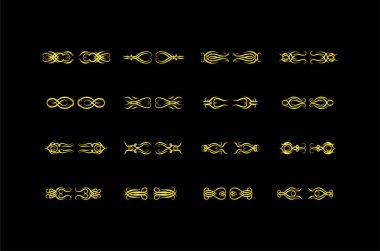 Altın Sınırlar Ögeleri Koleksiyon, süs, vektör illüstrasyonunu Ayarla