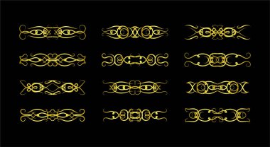 Altın Sınırlar Ögeleri Koleksiyon, süs, vektör illüstrasyonunu Ayarla