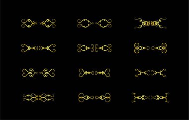 Altın Sınırlar Ögeleri Koleksiyon, süs, vektör illüstrasyonunu Ayarla