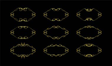 Altın Sınırlar Ögeleri Koleksiyon, süs, vektör illüstrasyonunu Ayarla