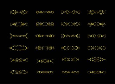 Altın Sınırlar Ögeleri Koleksiyon, süs, vektör illüstrasyonunu Ayarla