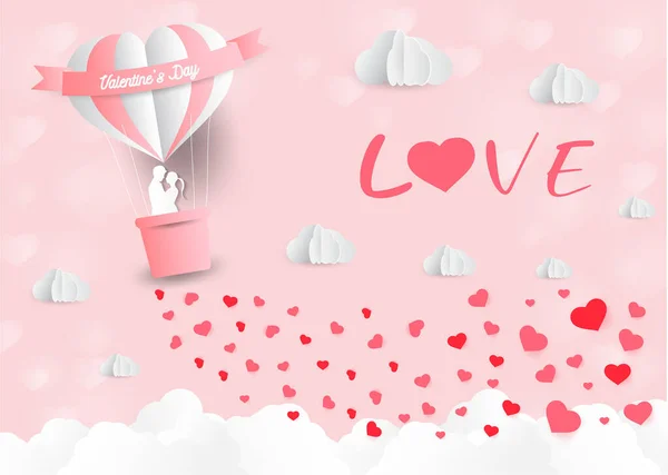 Valentijnsdag Liefdeskaart Verliefd Koppel Vectorontwerp Kopieerruimte Achtergrond — Stockvector