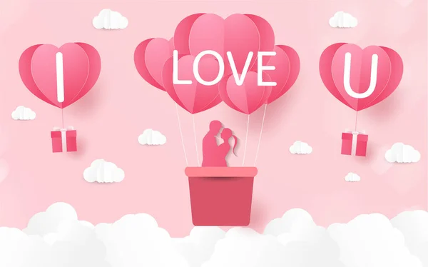 Para Zakochanych Lutego Plakat Walentynki Kartka Miłosna Wektor Ilustracja — Wektor stockowy