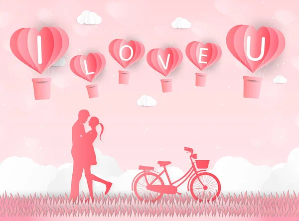 Coppia Innamorata Febbraio Poster Valentines Day Love Card Illustrazione Vettoriale — Vettoriale Stock
