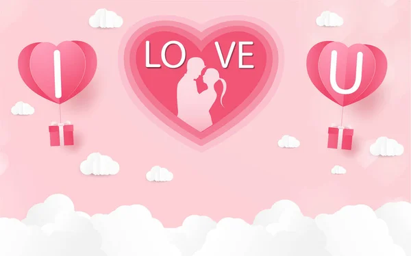 Coppia Innamorata Febbraio Poster Valentines Day Love Card Illustrazione Vettoriale — Vettoriale Stock
