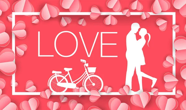 Koppel Liefde Februari Poster Valentijnsdag Liefdeskaart Vectorillustratie — Stockvector