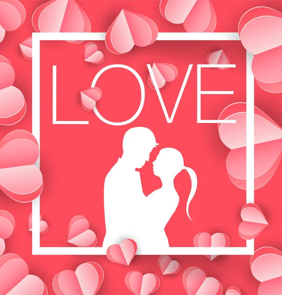 Coppia Innamorata Febbraio Poster Valentines Day Love Card Illustrazione Vettoriale — Vettoriale Stock