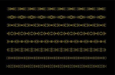 Altın Sınırlar Ögeleri Koleksiyon, süs, vektör illüstrasyonunu Ayarla