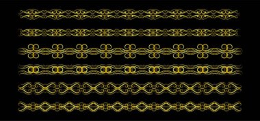 Altın Sınırlar Ögeleri Koleksiyon, süs, vektör illüstrasyonunu Ayarla