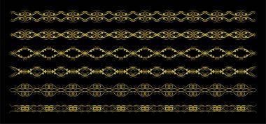 Altın Sınırlar Ögeleri Koleksiyon, süs, vektör illüstrasyonunu Ayarla