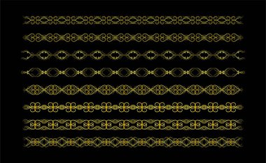 Altın Sınırlar Ögeleri Koleksiyon, süs, vektör illüstrasyonunu Ayarla