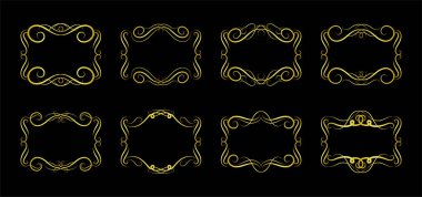 altın çerçeveler siyah arkaplan, kopyalama alanı, vektör illüstrasyonuna ayarlandı 