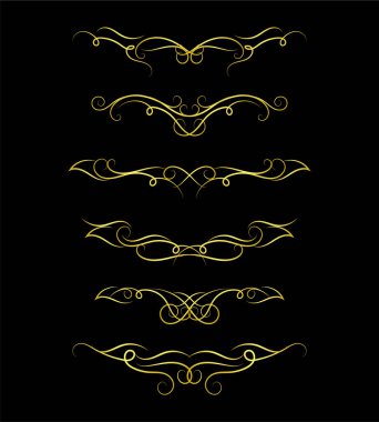 Altın Sınırlar Ögeleri Koleksiyon, süs, vektör illüstrasyonunu Ayarla