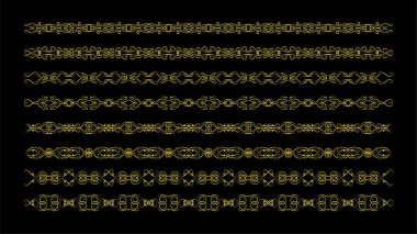 Altın Sınırlar Ögeleri Koleksiyon, süs, vektör illüstrasyonunu Ayarla